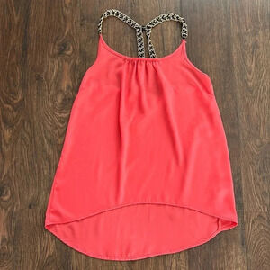 Pink Tank Top with Chain Detail | Charlotte Russe Tank Top | Hot Pink | Chains